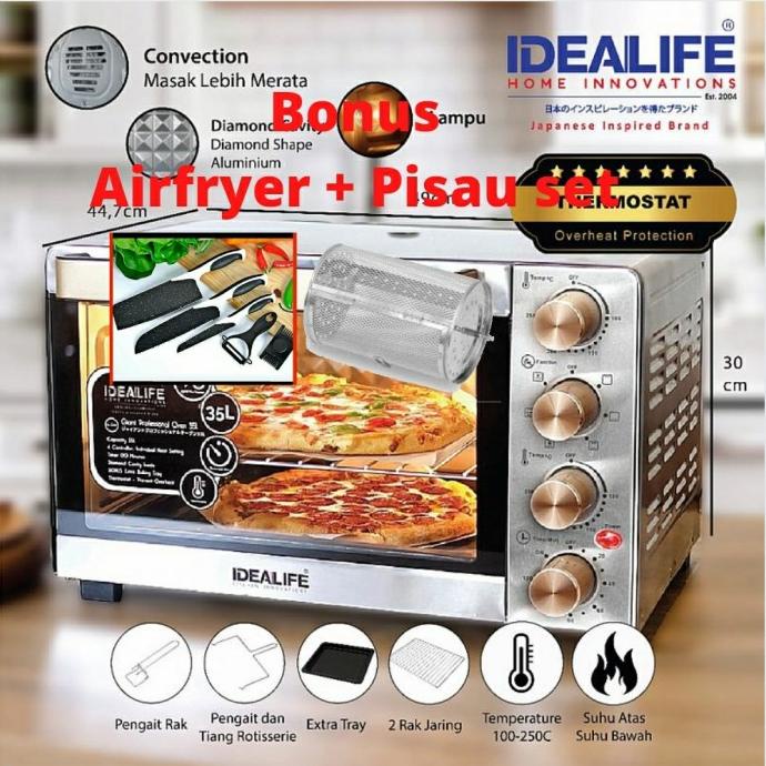 Oven Listrik Oven Pemanggang Roti Kue 35 L Idealife Il 335 Original Jamilakesuma