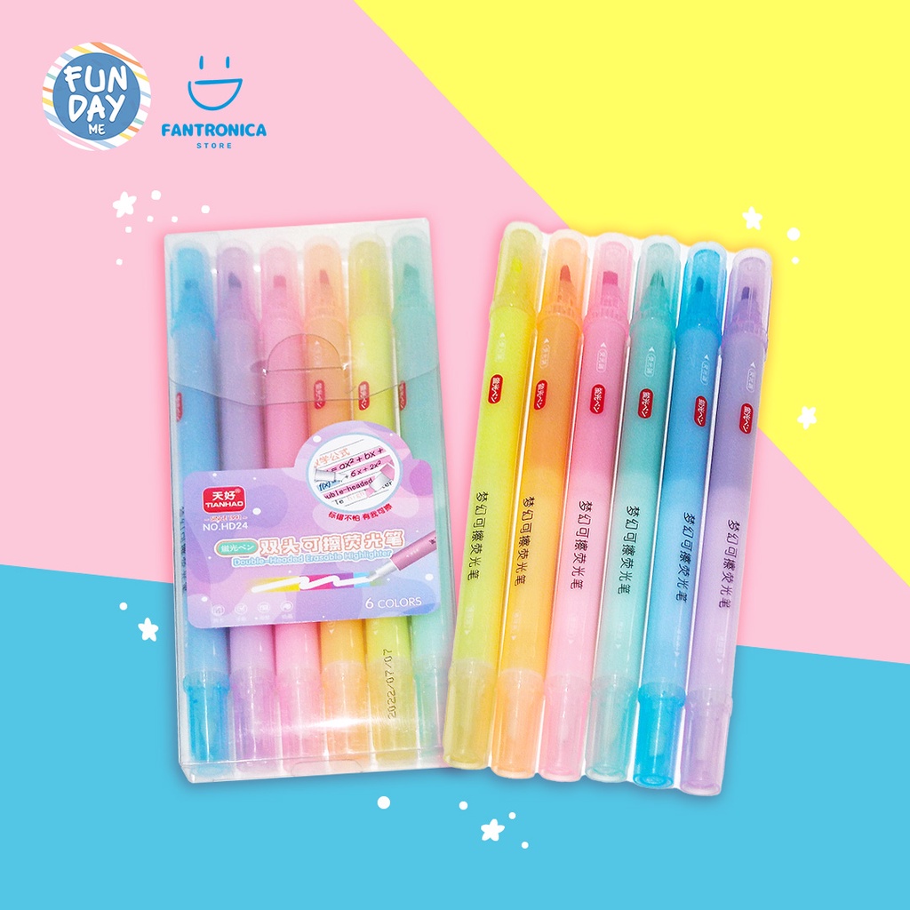 

1 Set isi 6 Erasable Highlighter / Stabillo Stabilo bisa dihapus / Highlighter hapus viral