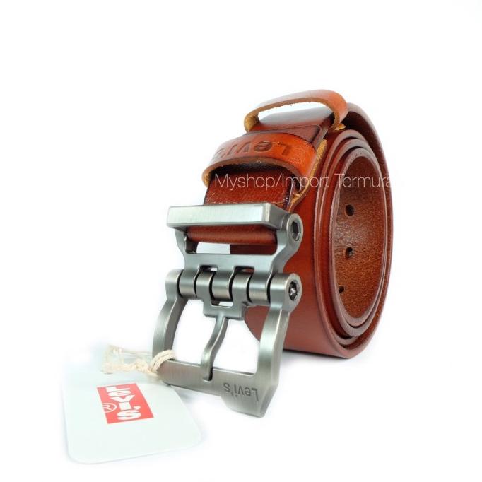 [BISA COD] GESPER IKAT PINGGANG KULIT ASLI BRANDED IMPORT LEVIS 501 BROWN