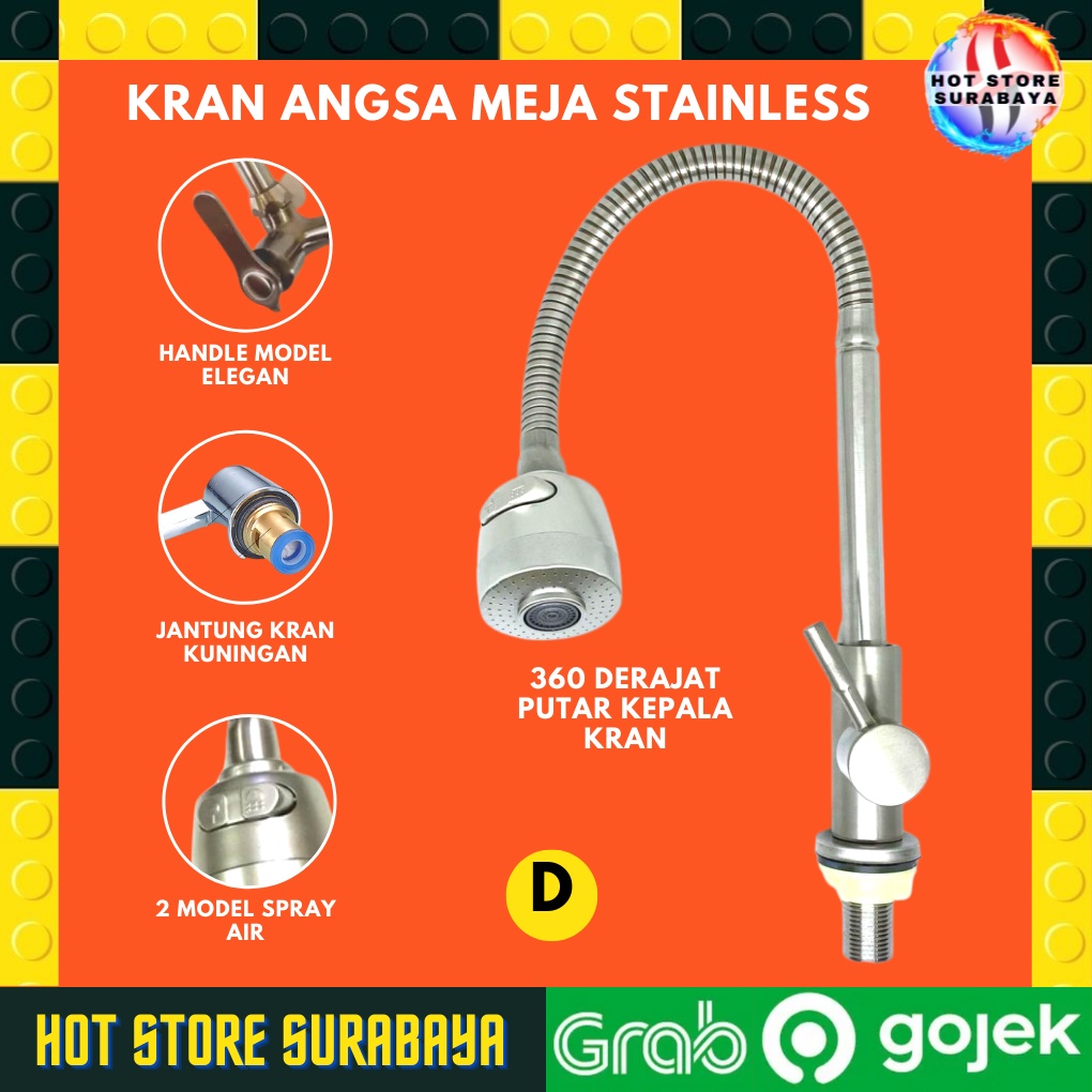 KRAN ANGSA CUCI PIRING KERAN SHOWER WASTAFEL LEHER ANGSA FLEKSIBEL / FLEXIBLE 1/2 INCH CHROME TEMBOK