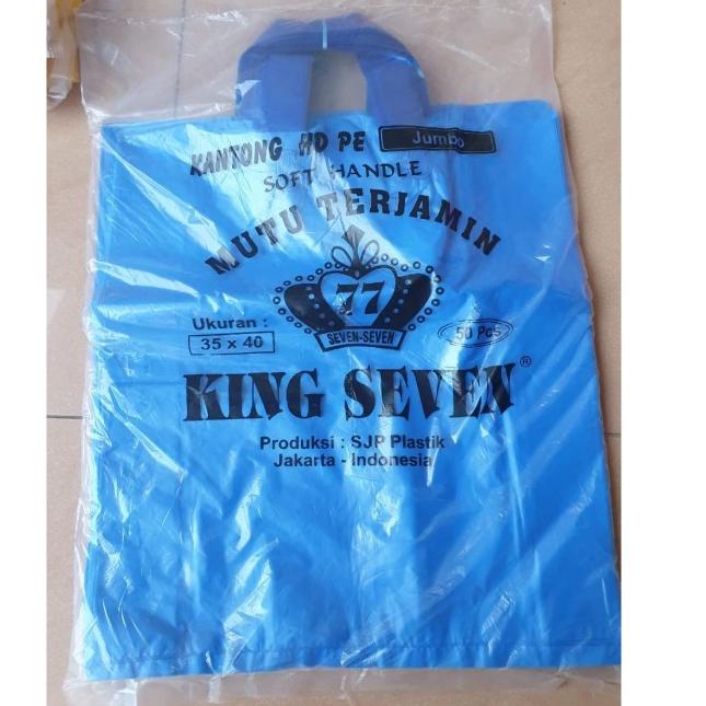 

Kantong Plastik HD PE King Seven Polos Soft handle isi 50 35 x 40