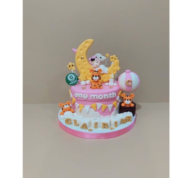 

cake baby one month pink 20cm / KUE ULANG TAHUN