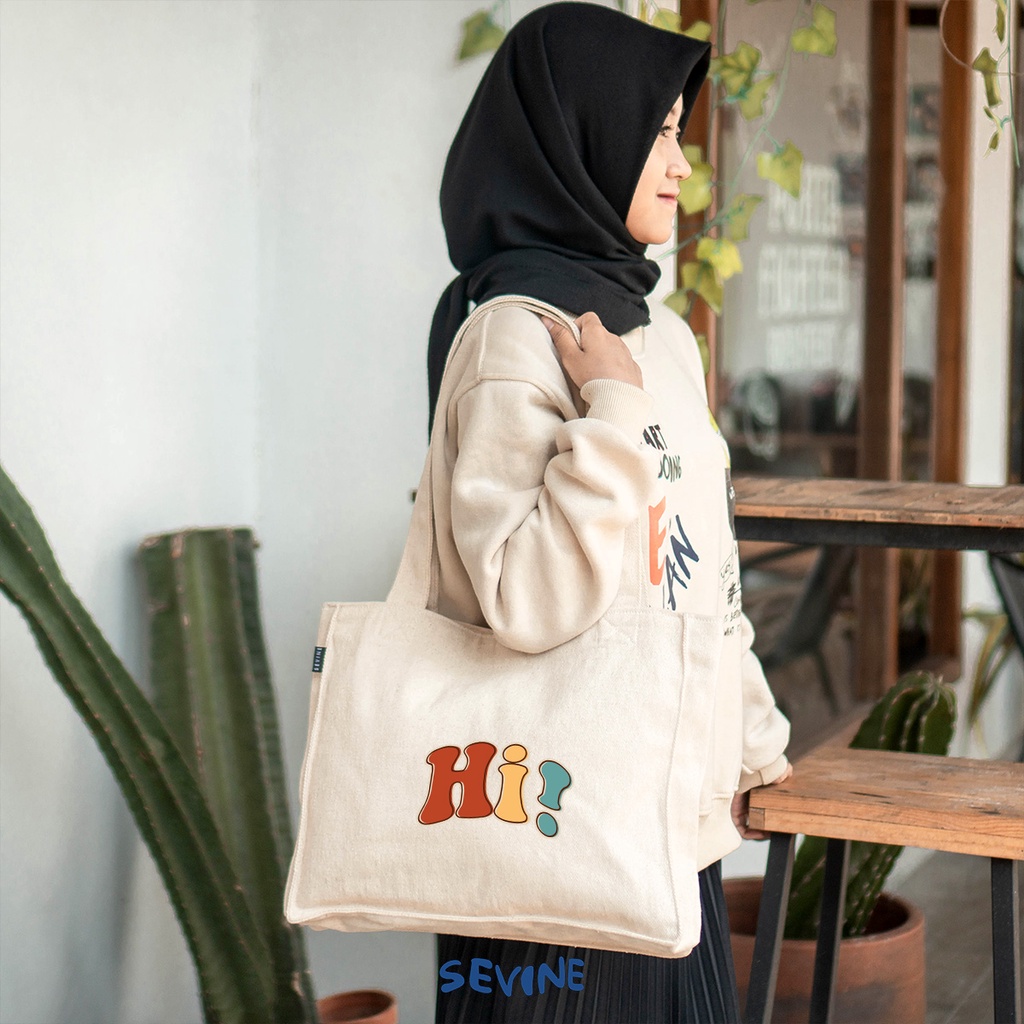 Sevine Totebag Kanvas Daisy Tas Wanita Tote Bag Kuliah Sekolah Kerja Kantong Laptop Quotes Aesthetic - KJ