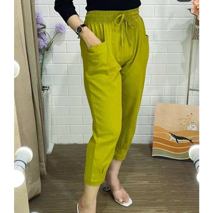 (COD)Baggy Pants Linen All Size BB 45-65Kg 7/9 M-XXL/Kulot Linen Korean Pants Jumbo 7/9 Premium