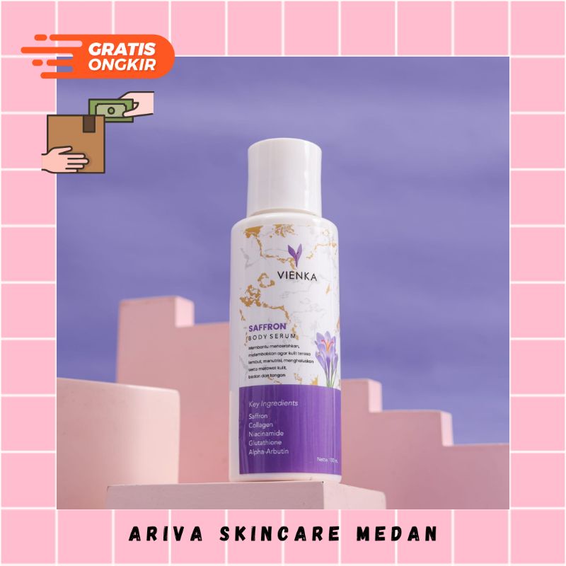 ( Bisa COD ) Saffron Body Serum Vienka | Serum Pemutih Badan BPOM | Body Serum Murah | Body Lotion W