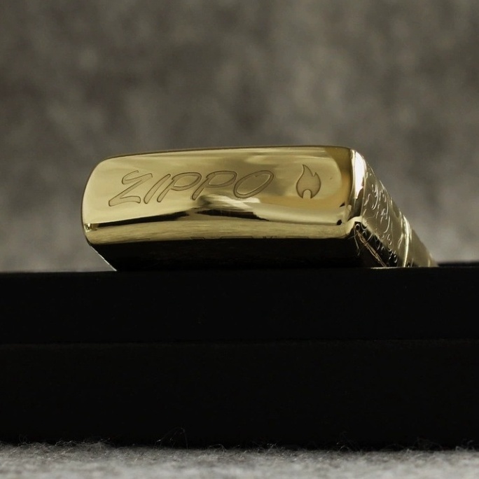 Zippo Korek Api Classic Ukiran Naga Gold