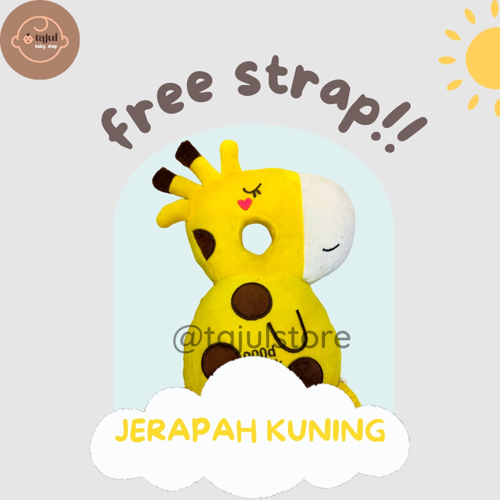 Bantal Pelindung Kepala Bayi Jerapah Kuning+Strap