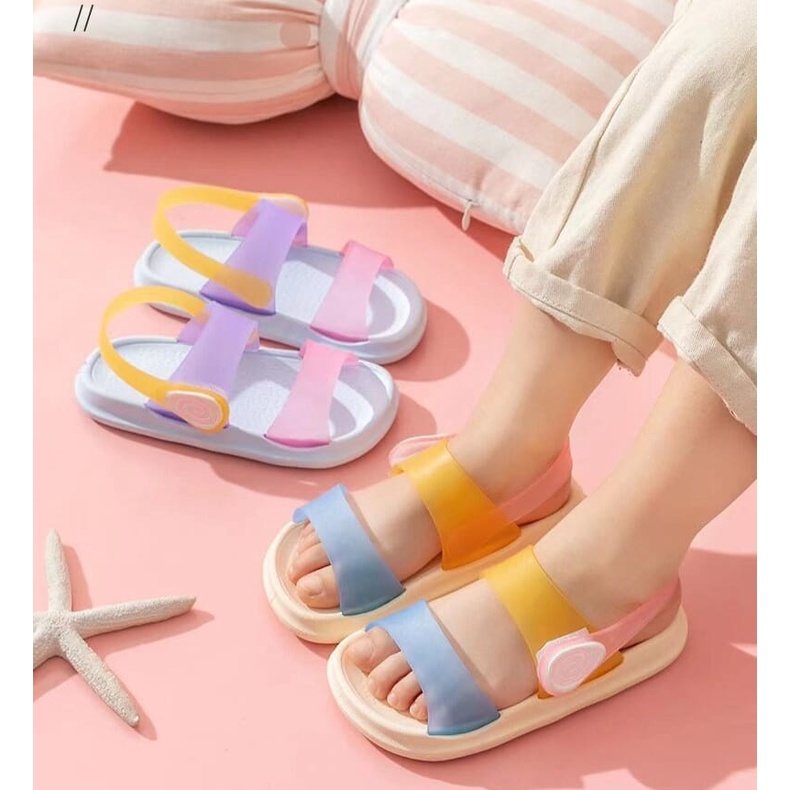 GROSIRTAS LV0173 Sandal Slop Anak import Marshmellow Tali Belakang