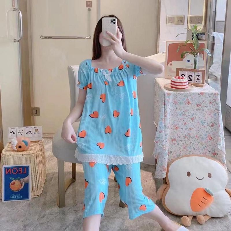 C13-A Baju tidur setelan wanita dewasa import/Piyama wanita 7/8 import