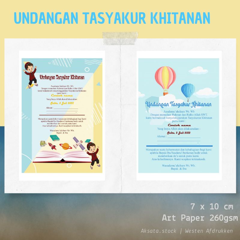 Jual (Minimal 50lembar) Undangan Tasyakur Khitanan Anak Undangan 1