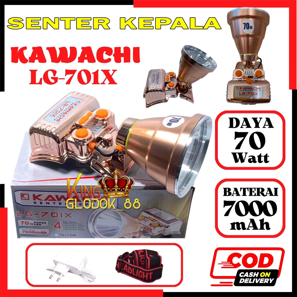 KAWACHI - SENTER KEPALA 70WATT SUPER LED LG-701X-PUTIH