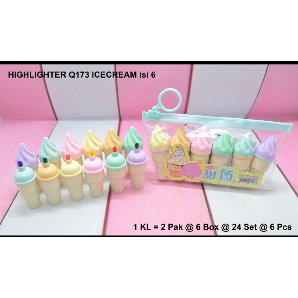 

highlighter q 173 ice cream set isi 6 warna benny