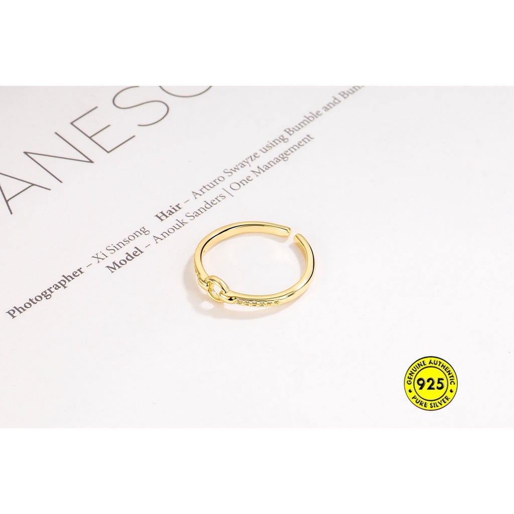 Cincin Model Terbuka Desain Geometri Hias Berlian Untuk Wanita U1154