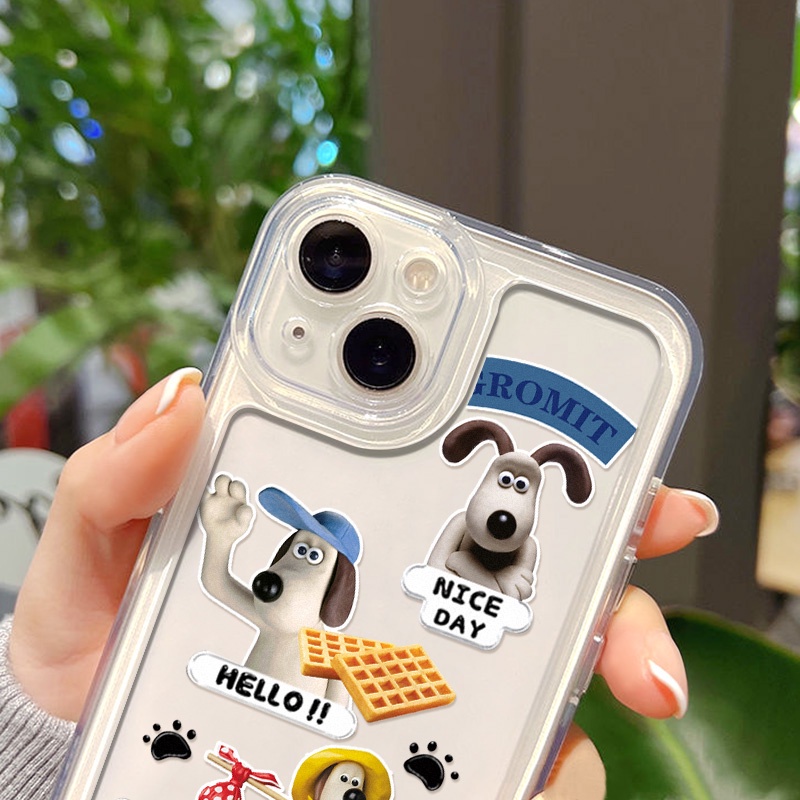 IPHONE Casing Ponsel Luar Angkasa Kompatibel Untuk Iphone14 13 12 11 Pro Max XS Max XR X 14 8 7 Plus Se2020 2022 Anjing Lucu TPU Akrilik Transparan Shockproof Back Cover