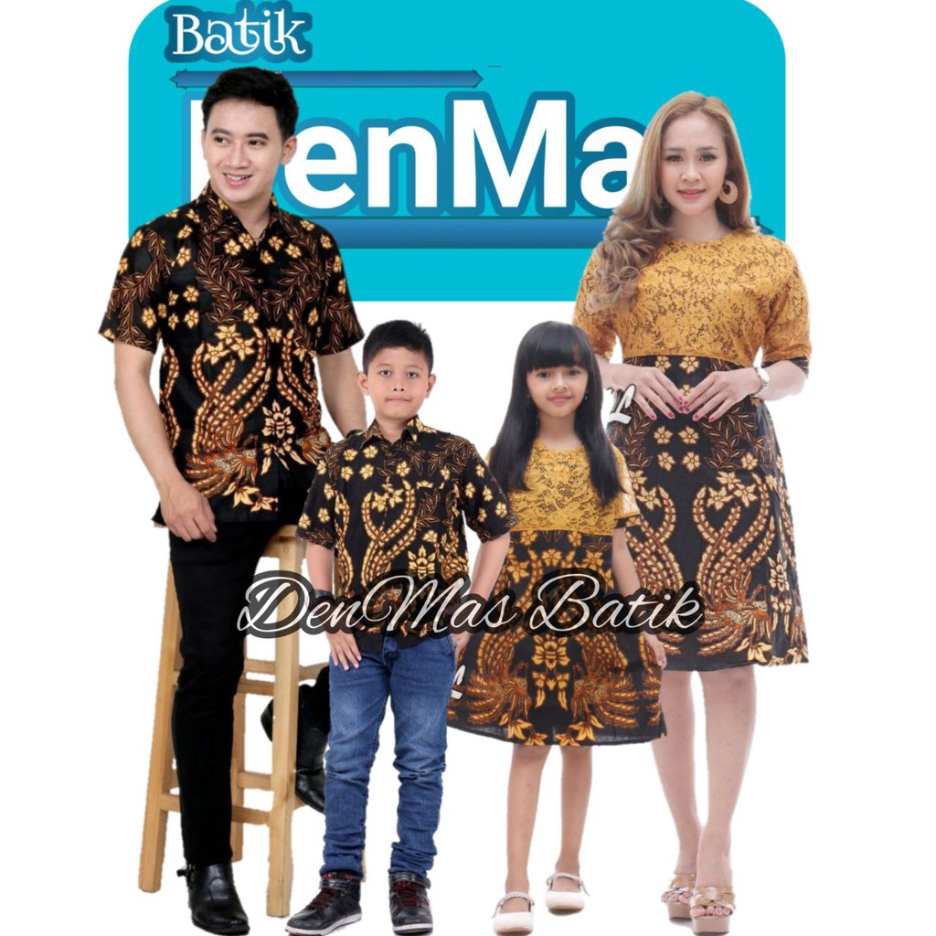 dress batik brokat modern wanita flare murah grosir lace brukat jumbo YUMNA COUPLE Keluarga cendrawa