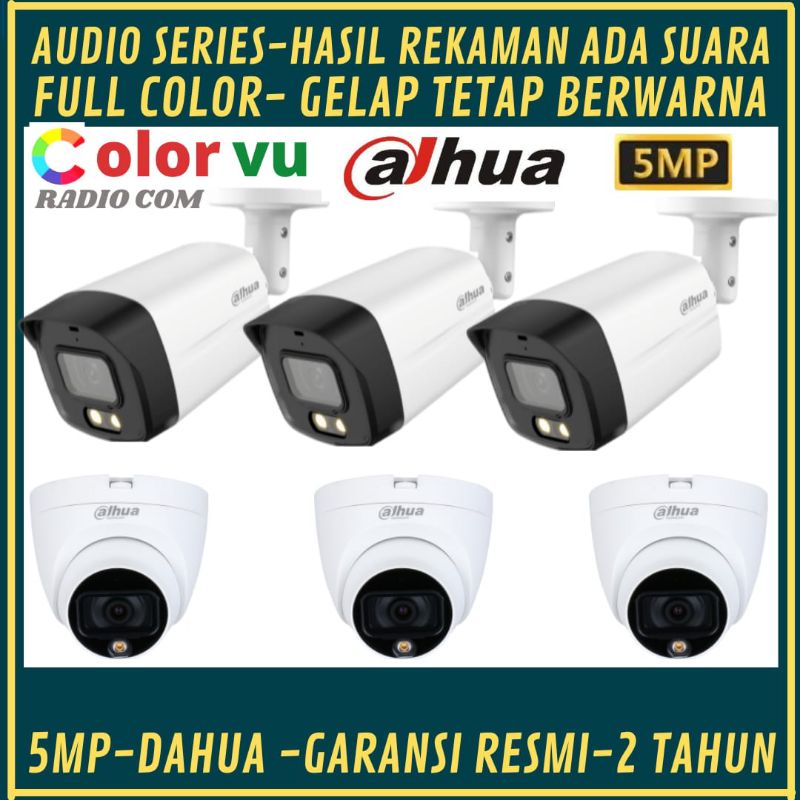 PAKET CCTV DAHUA 5MP FULL COLOR 8 CHANNEL 6 KAMERA AUDIO FULL COLOR