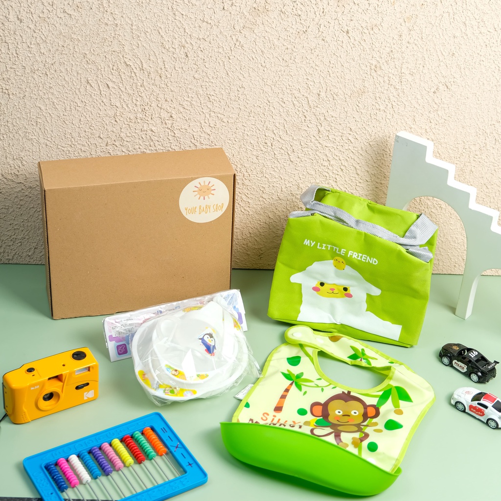 Hampers Peralatan Makan Bayi/ Feeding set Gift Box Baby / Kado New Born / Kado Bayi/ feeding set / Hampers Kado Lahiran Bayi  Gift Set Premium Feeding Travel Baby Hampers