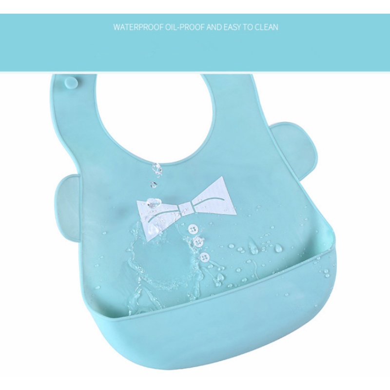 【COD+Pengiriman Cepat】YUN Mall Slabber Bib Silicone  Celemek Makan Bayi Anti Air  Tatakan ller Baby Plastik Silikon Import /  Baby Bib Slabber Baby Burb