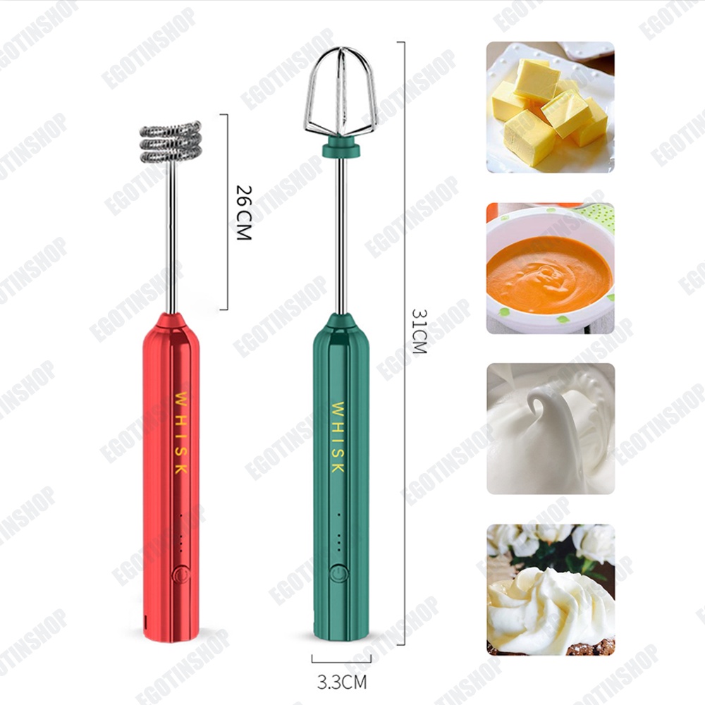 Pembuih Susu Pengocok Telur Handheld Blender Milk Frother Electric Mixer Portable Egg Beater USB Rechargeable