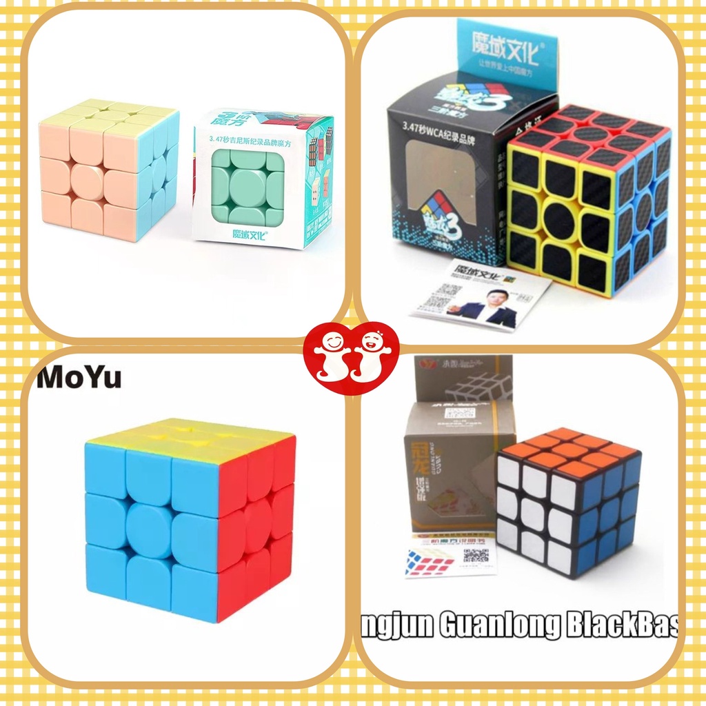 Rubik 3x3 Moyu Meilong Speed Cub/ Yongjun Guanlong Blackbase Premium Magic Cube 3x3x3/ Mainan Anak Rubik