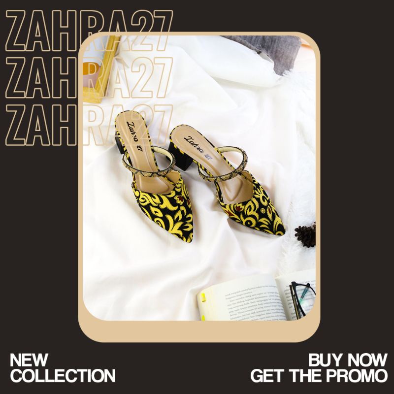 Zahra Heels ZAHRA27 Block Heels Hak Sedang 5cm Mules Selop Hak tahu sepatu Wisuda Wedding shoes sepatu Imlek batik kekinian