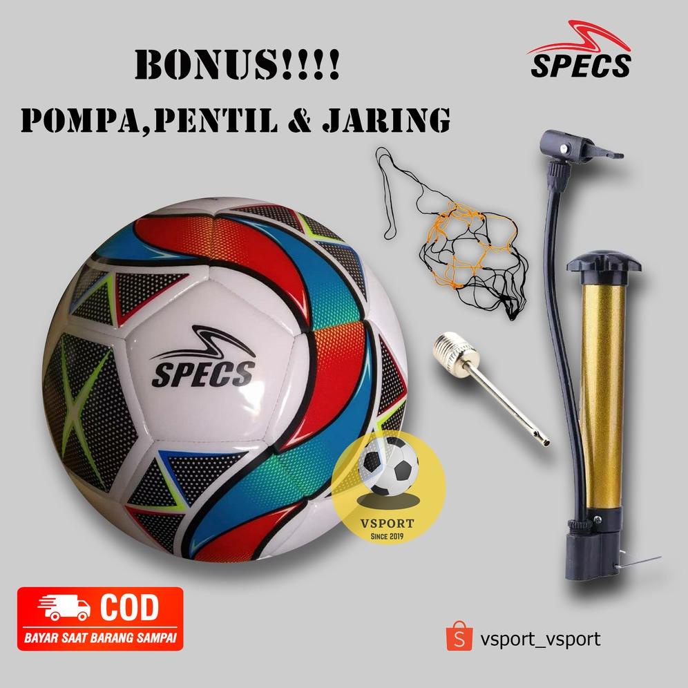 BOLA SEPAK SPECS MOTIF PELANGI SIZE 5 (FREE PENTIL, POMPA DAN JARING) TERLARISS...,,,,,