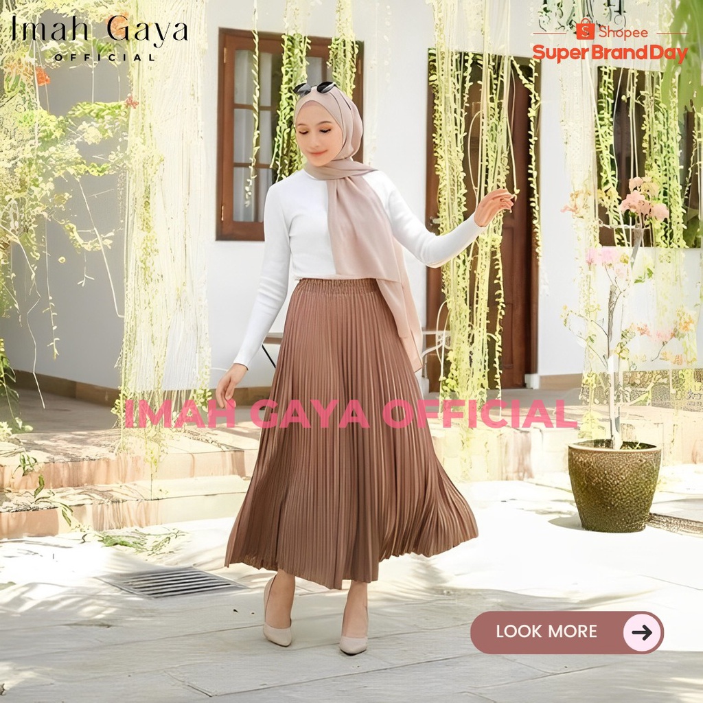 Rok Plisket Hyget Wanita Dewasa Standar Polos Rempel Hyget Super