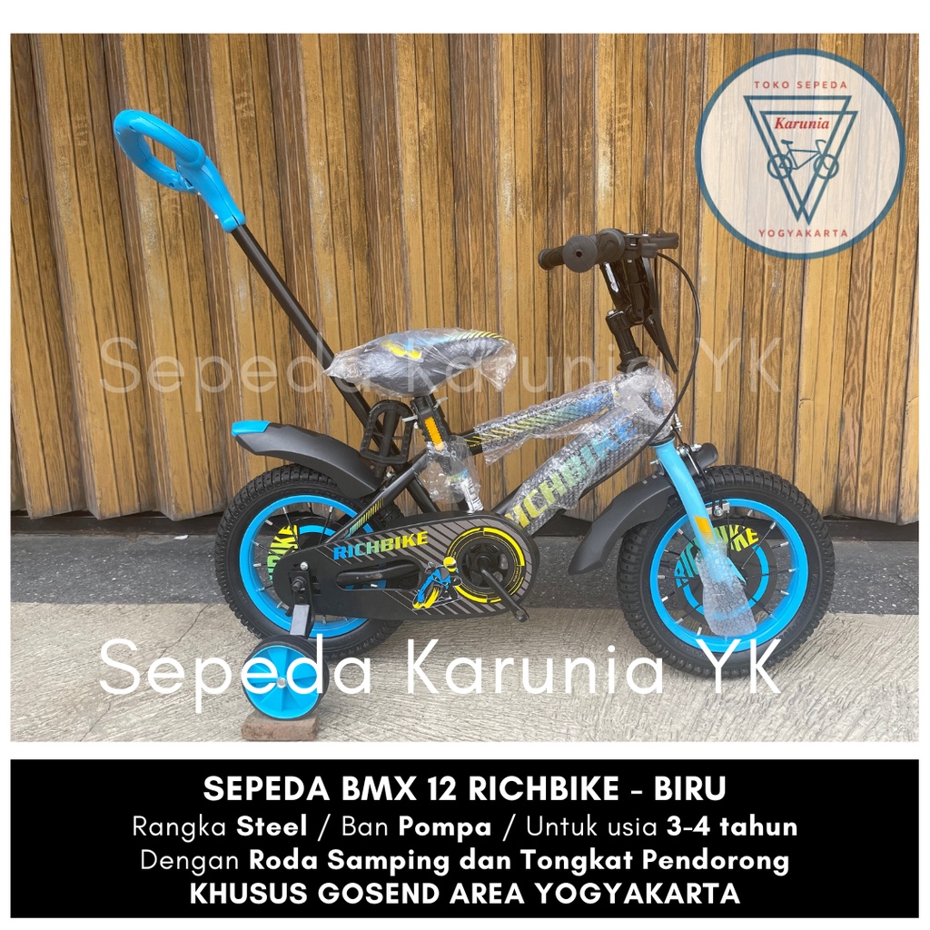 Sepeda Anak BMX 12 inch Richbike dengan Tongkat Pendorong