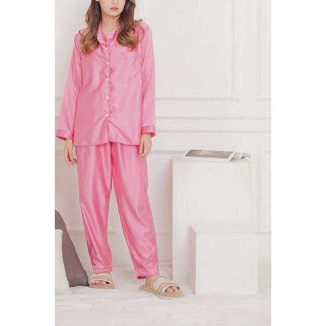 PP SATIN-LENGAN PANJANG-CELANA PANJANG-PIYAMA-BAJU TIDUR-SLEEPWEAR - DUSTY PINK