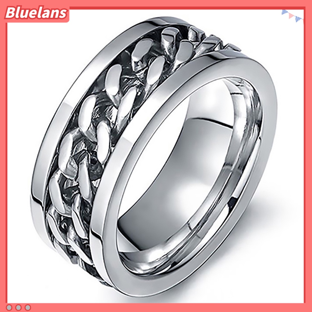 Bluelans Cincin Rantai Bahan Stainless Steel Gaya Punk Untuk Pria Dan Wanita