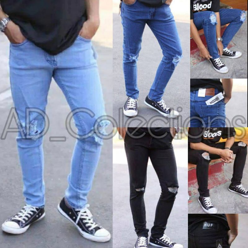 CELANA JEANS SOBEK PRIA RIPPED ROBEK KOYAK 27-38