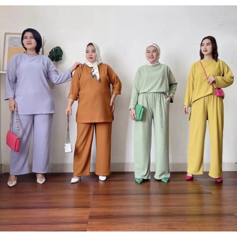 5011 setelan celana setcel wanita viral setelan jumbo oversize hanover merk clarke