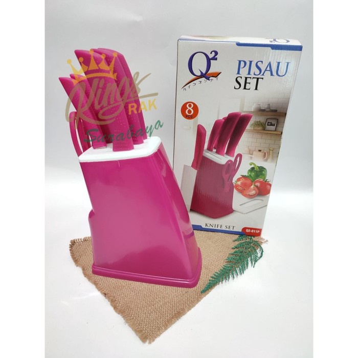 Pisau Set Dapur 8pcs Pisau Dapur Set Serbaguna Anti Lengket Free Talenan Tempat Pisau Buah Daging Sa