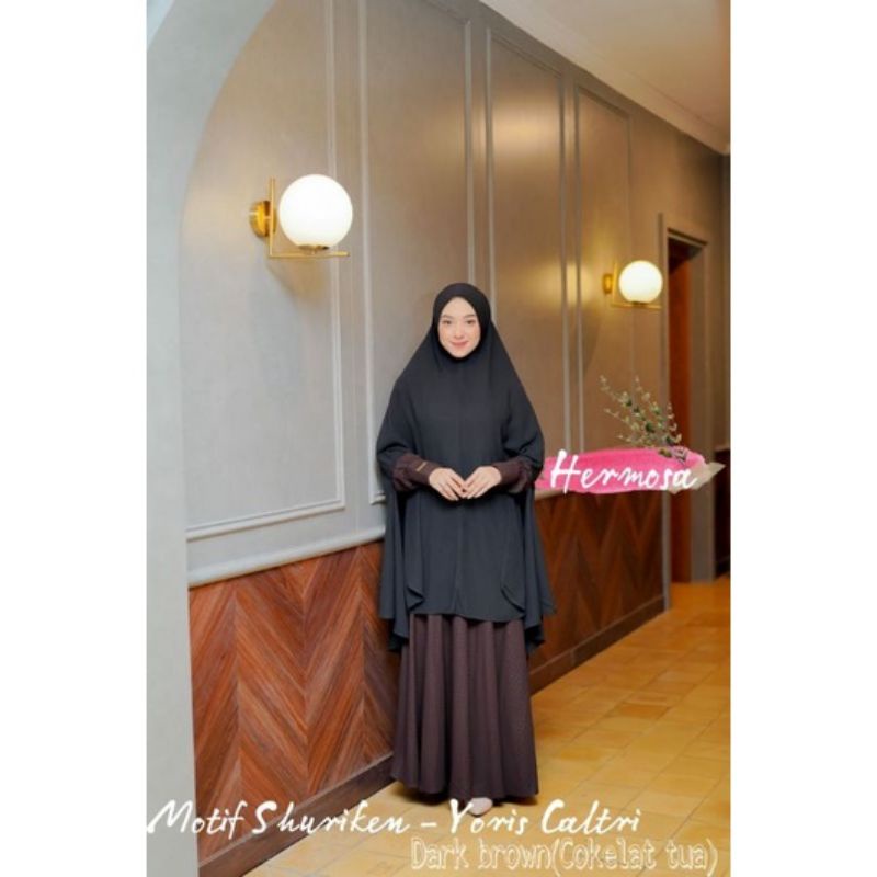 Gamis Hermosa Original Yoris Caltri Shuriken Coklat Tua