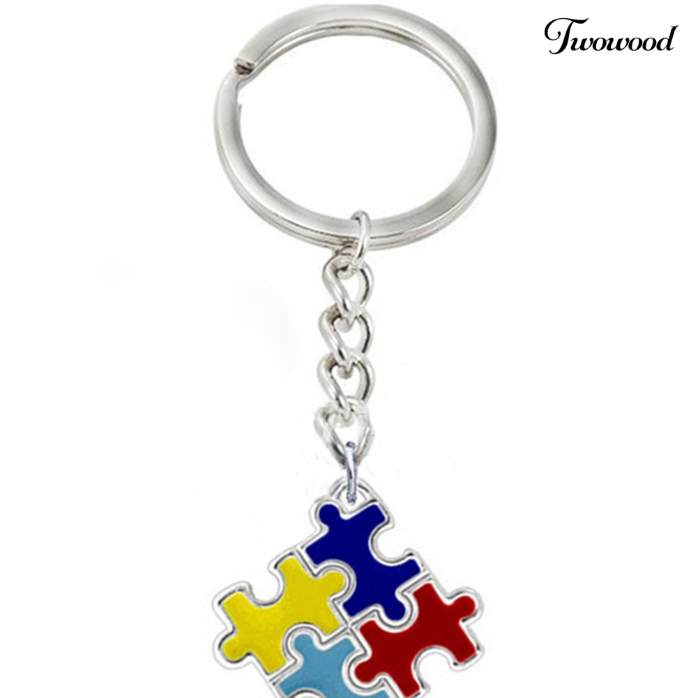 Twowood Gantungan Kunci Bentuk Puzzle Kesadaran Autis Warna-Warni Untuk Unisex