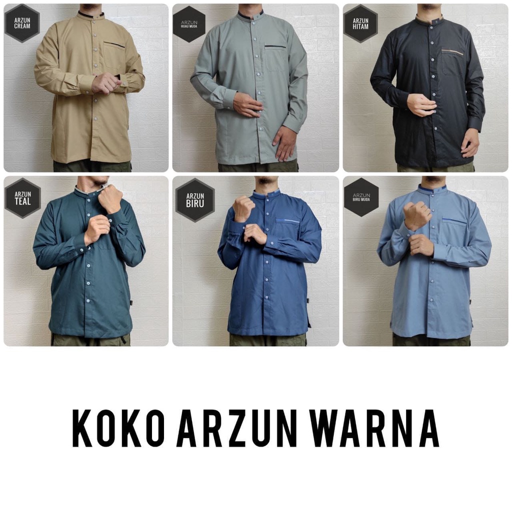 Baju Koko Arzun Lengan Panjang Katun Premium