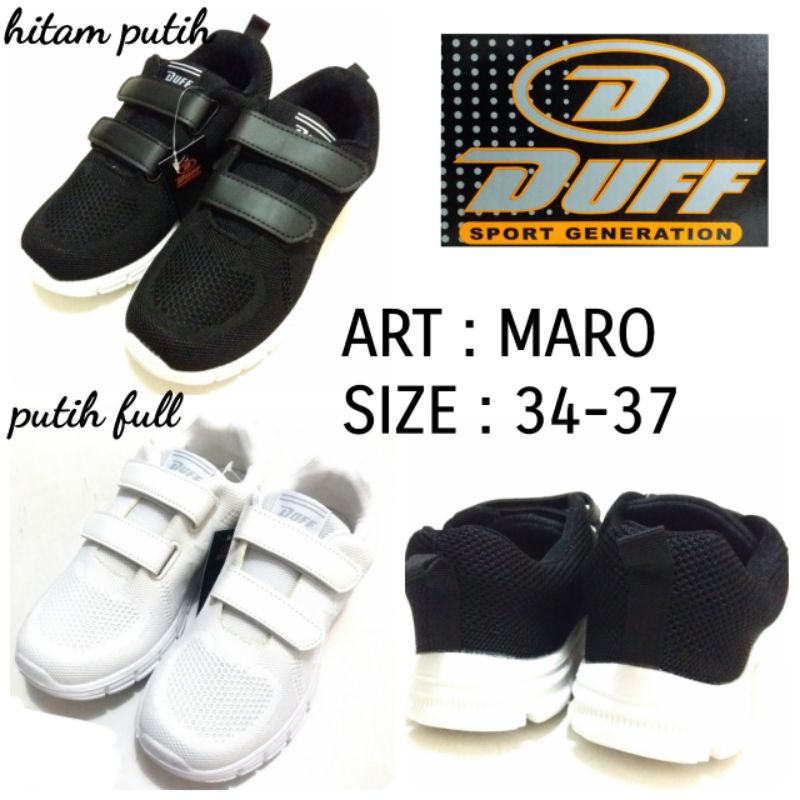 SEPATU SEKOLAH KETS KREKETAN BY DUFF MARO SIZE 34-37.