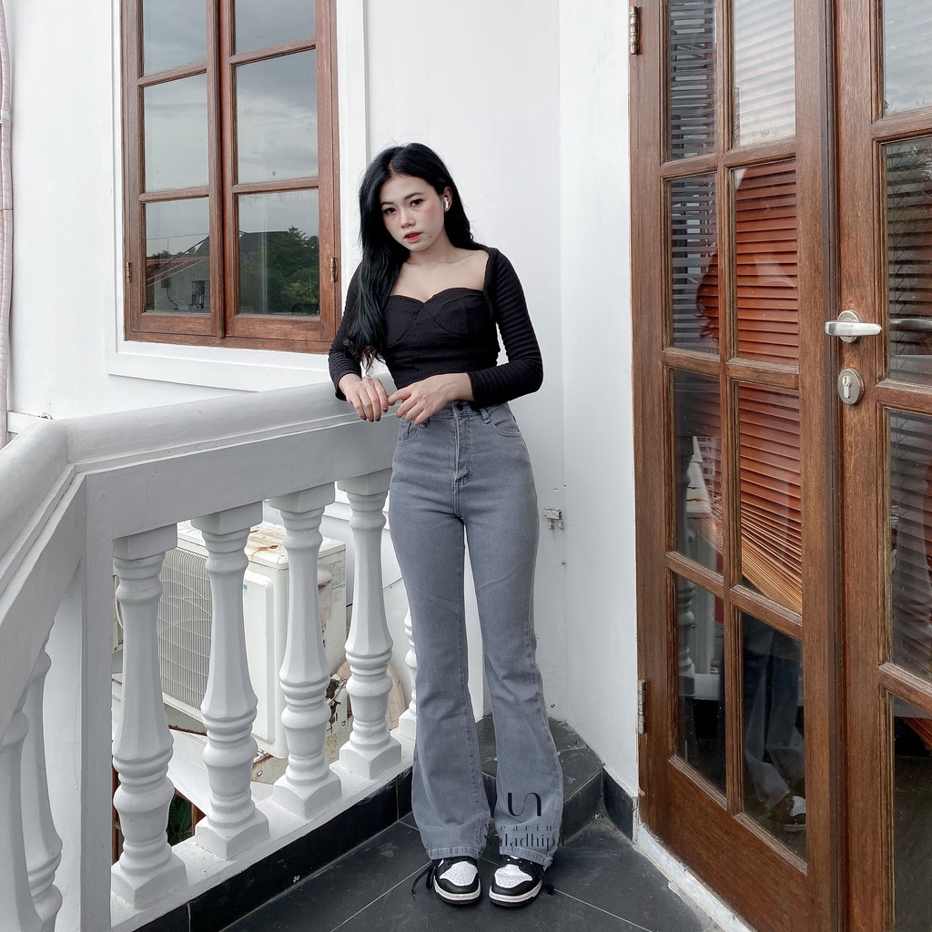 Kezia Cutrbray Pants Grey - Highwaist Jeans Cutbray