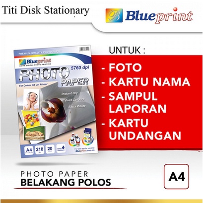 

Kertas Foto / Kertas Glossy / Glossy Photo Paper BLUEPRINT A4 210 gsm