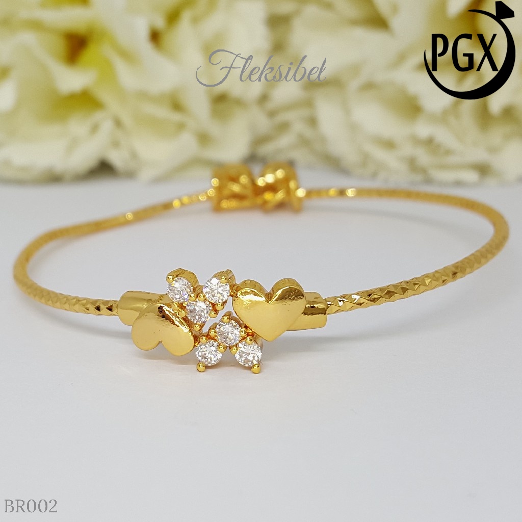 PGX Gelang Bangle Fleksibel Perhiasan Xuping Lapis Emas - BR002