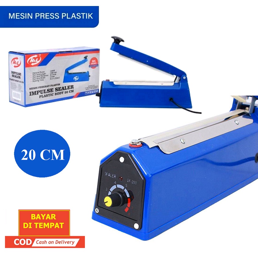 Impulse Sealer 20 Cm Impluse Sealer 20 cm / Mesin Pres Plastik Alat Perekat Plastik Body Plastik H&amp;L 20 Cm Mesin Sealer