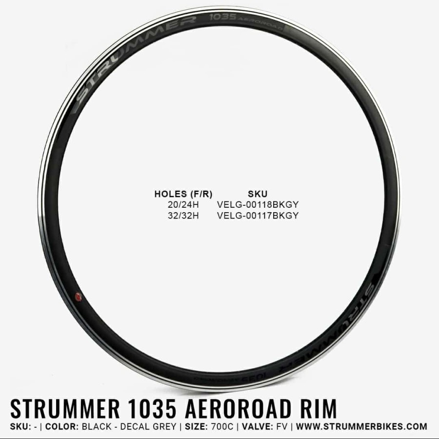 VELG RIM BALAP ROADBIKE STRUMMER AEROROAD 1035 700C 32H CNC UBRAKE