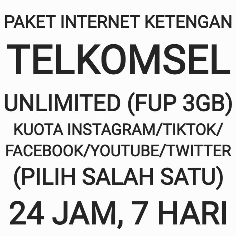 [CHAT DULU SEBELUM ORDER]Paket Internet Telkomsel Ketengan Sosmed Sosial Social Media Unlimited Sepu