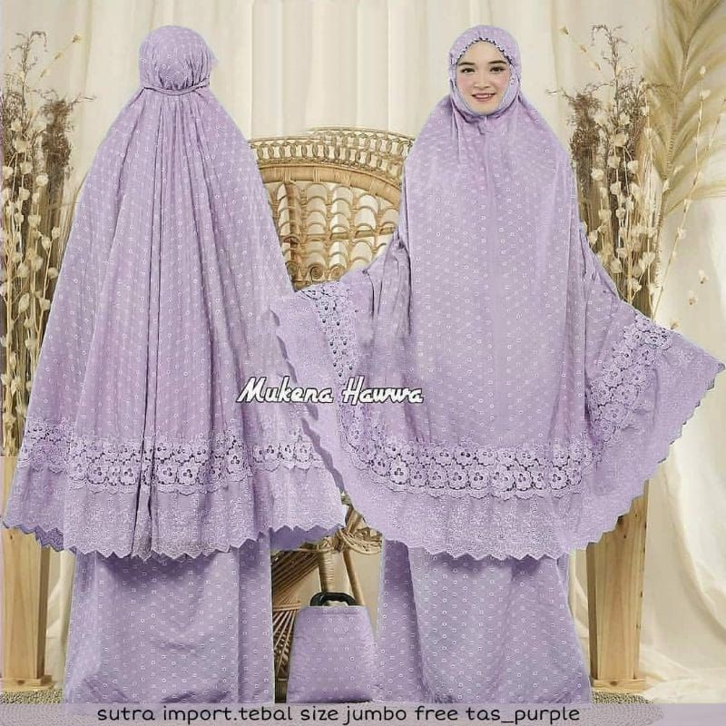 Mukena dewasa bordir katun paris renda hawa