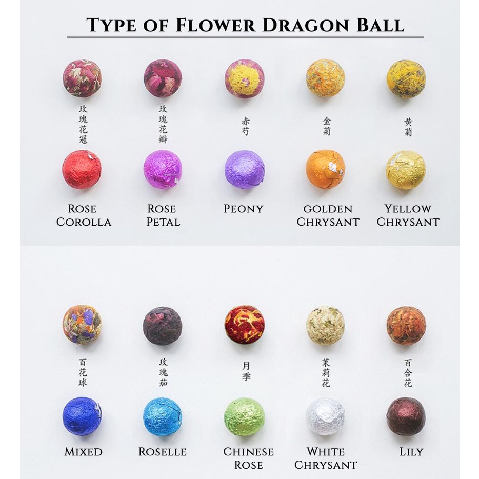 Dragon Ball Flower Tea Teh Bunga Bola Black Tea Pu'er Lengkap dan Murah