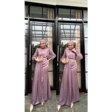 Lydia Dress Tulle Long Dress Kondangan Silk Dress Premium Wanita Salwa Dress