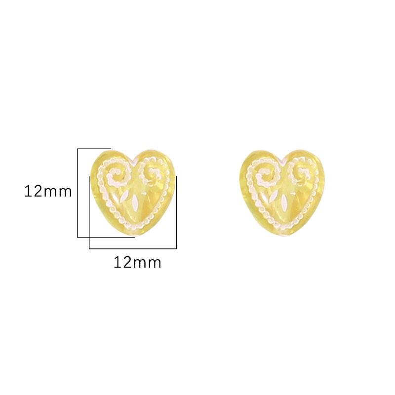 Manik-manik Motif Print Hati Bahan Akrilik Untuk Membuat Perhiasan Kalung Anting