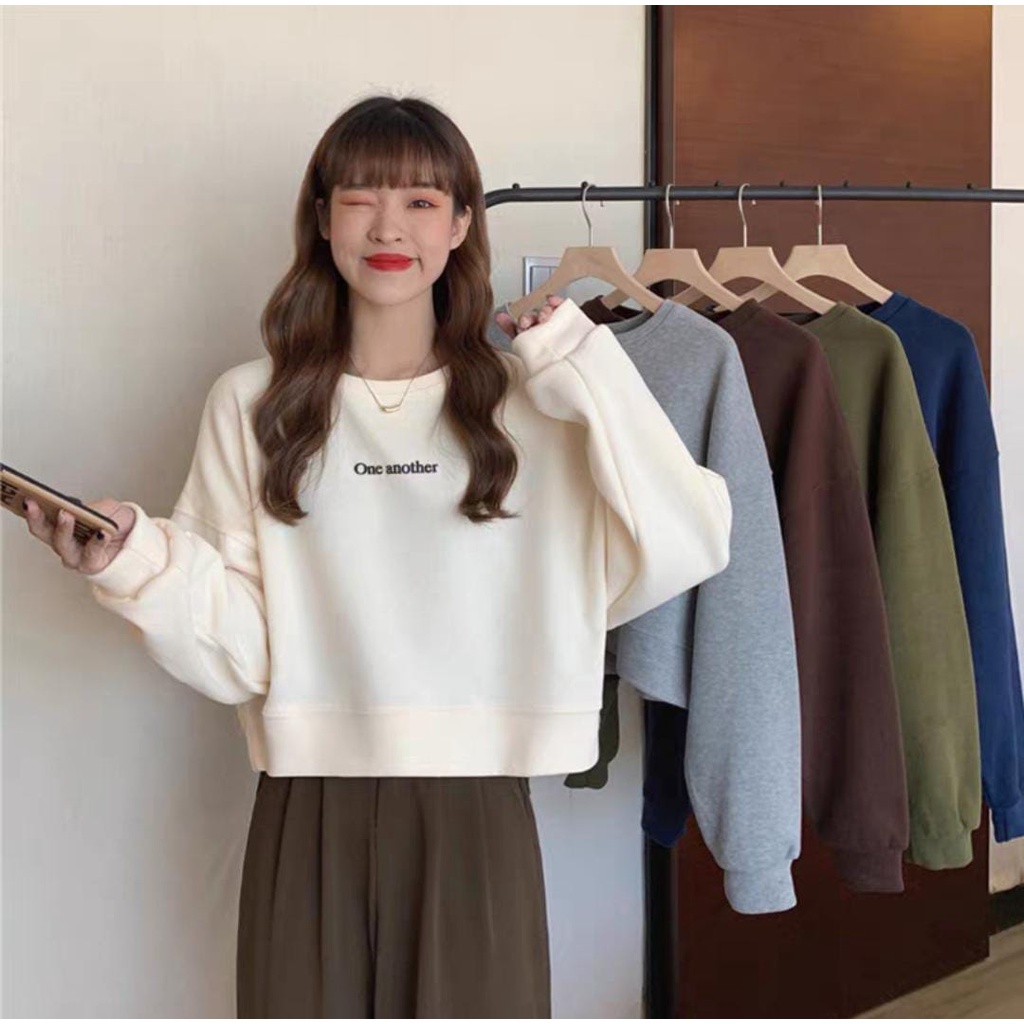 ONE ANOTHER SWEATER CREWNECK SEMI CROPTOP (V1)