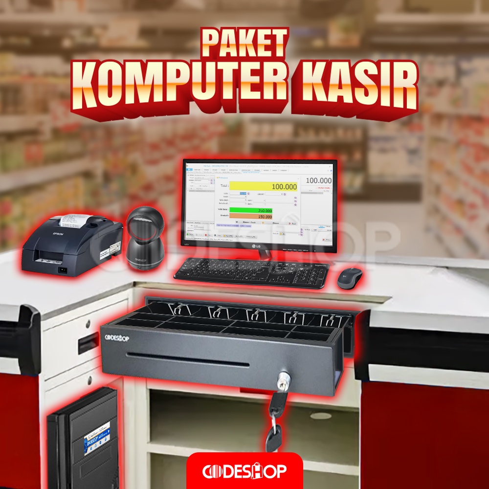 Paket Kasir Full Set Lengkap iPOS 5 Pro + CD680 + TMU220D + CK415