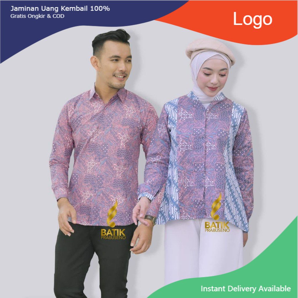 Atasan Tradisional Batik Prabuseno Original Motif Nilasari Jagad Ungu Baju Atasan Batik Couple Slimf